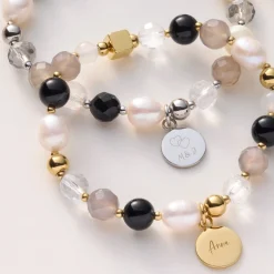 Armband HOPE silber/grau mit persönlicher Gravur