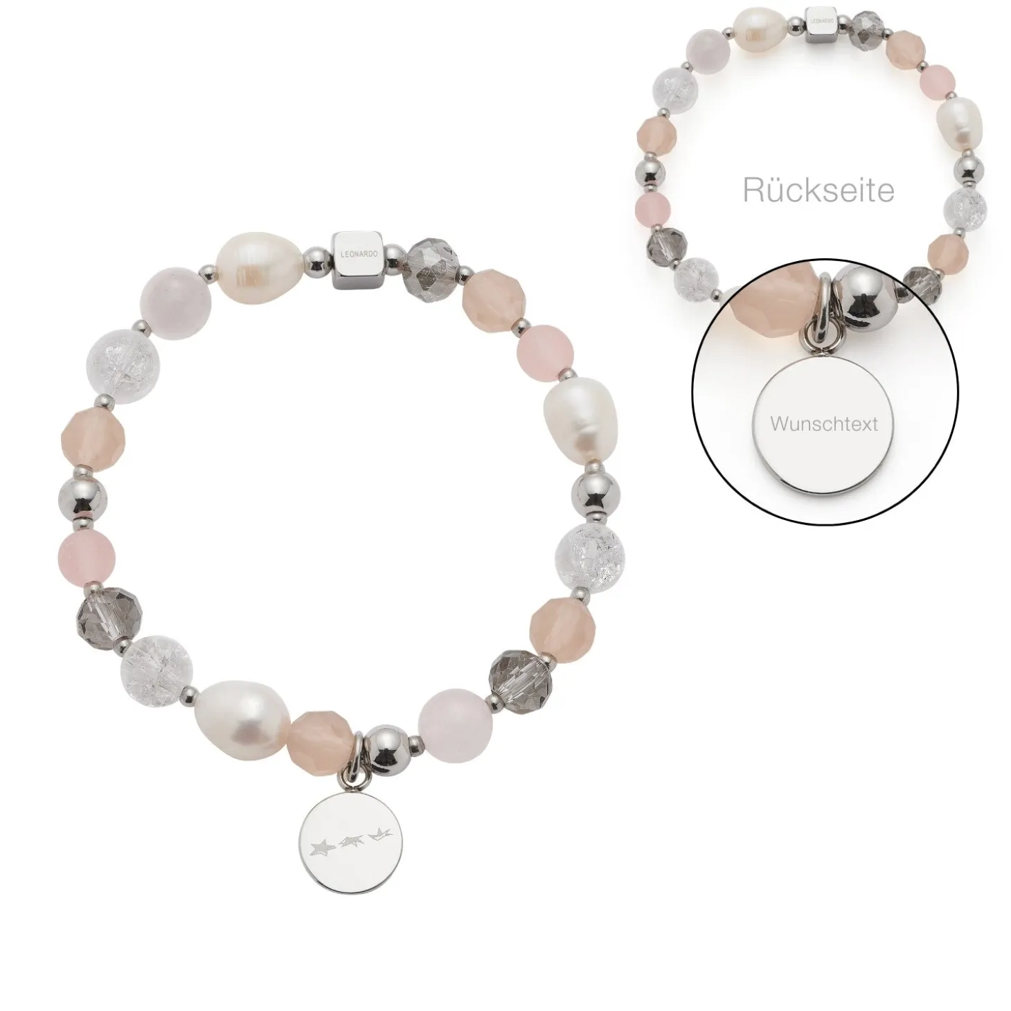 Armband HOPE silber/rose mit persönlicher Gravur