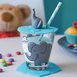 Deckel BAMBINI 9 cm türkis Elefant