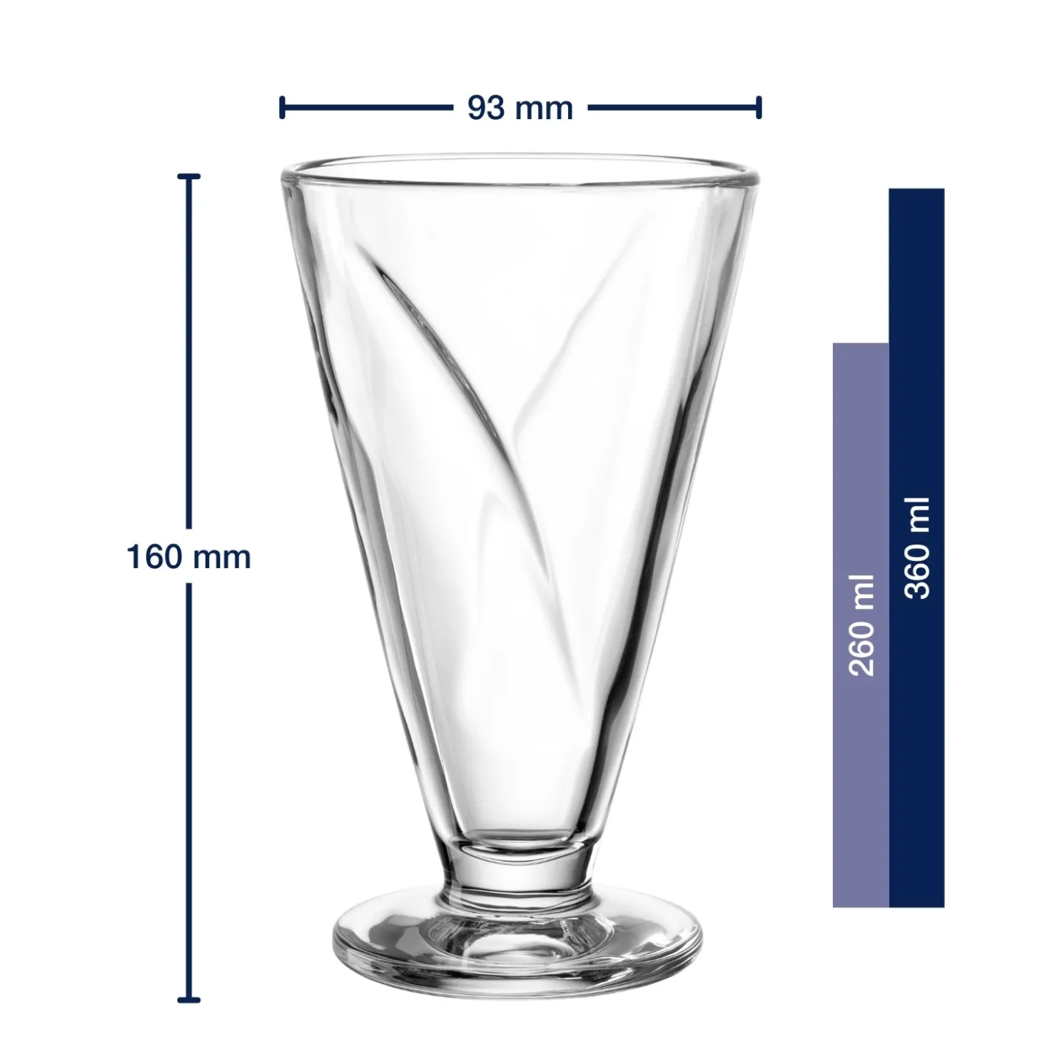 Eisbecher aus Glas CONO 360 ml 4er-Set