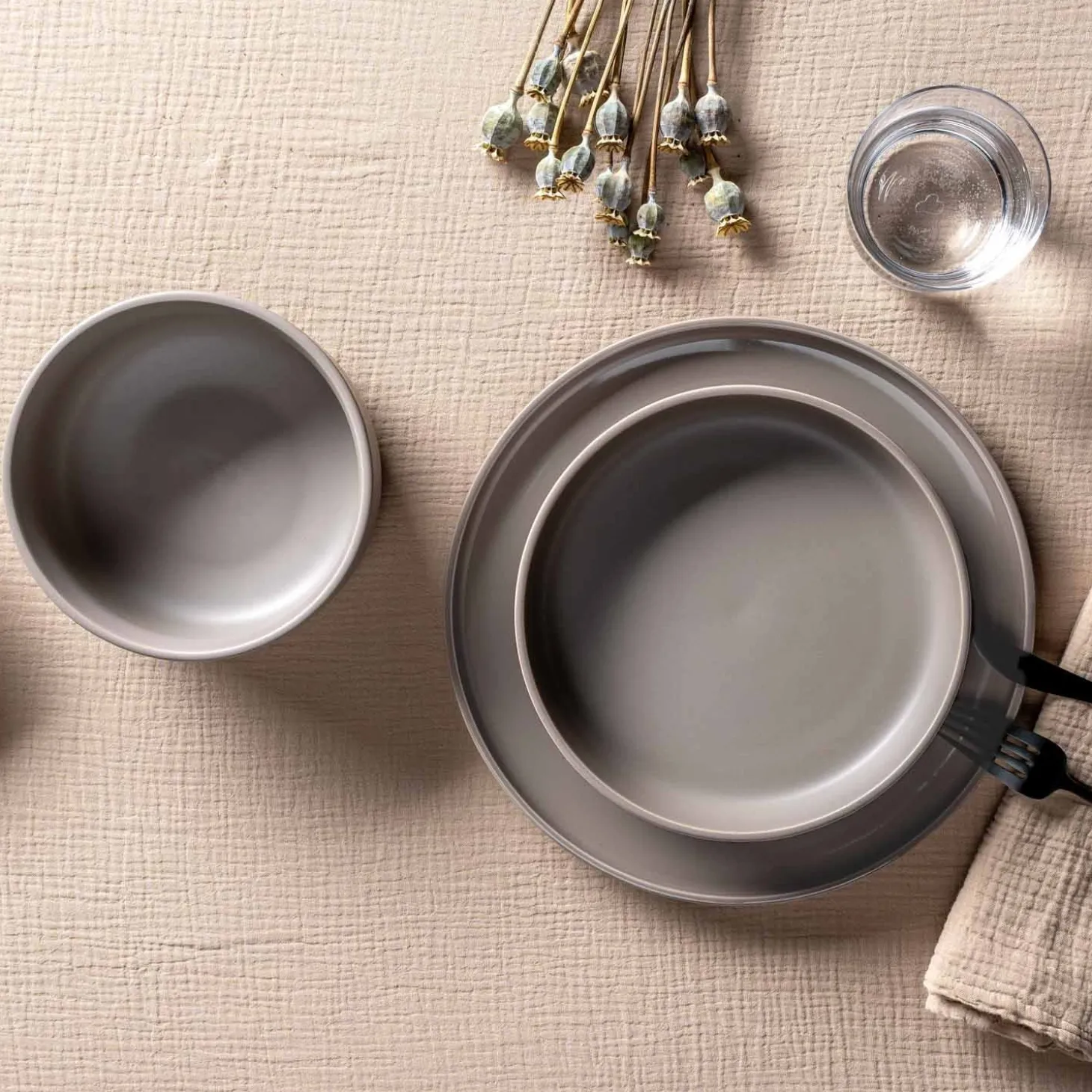 Geschirrset ROMA taupe 12-teilig