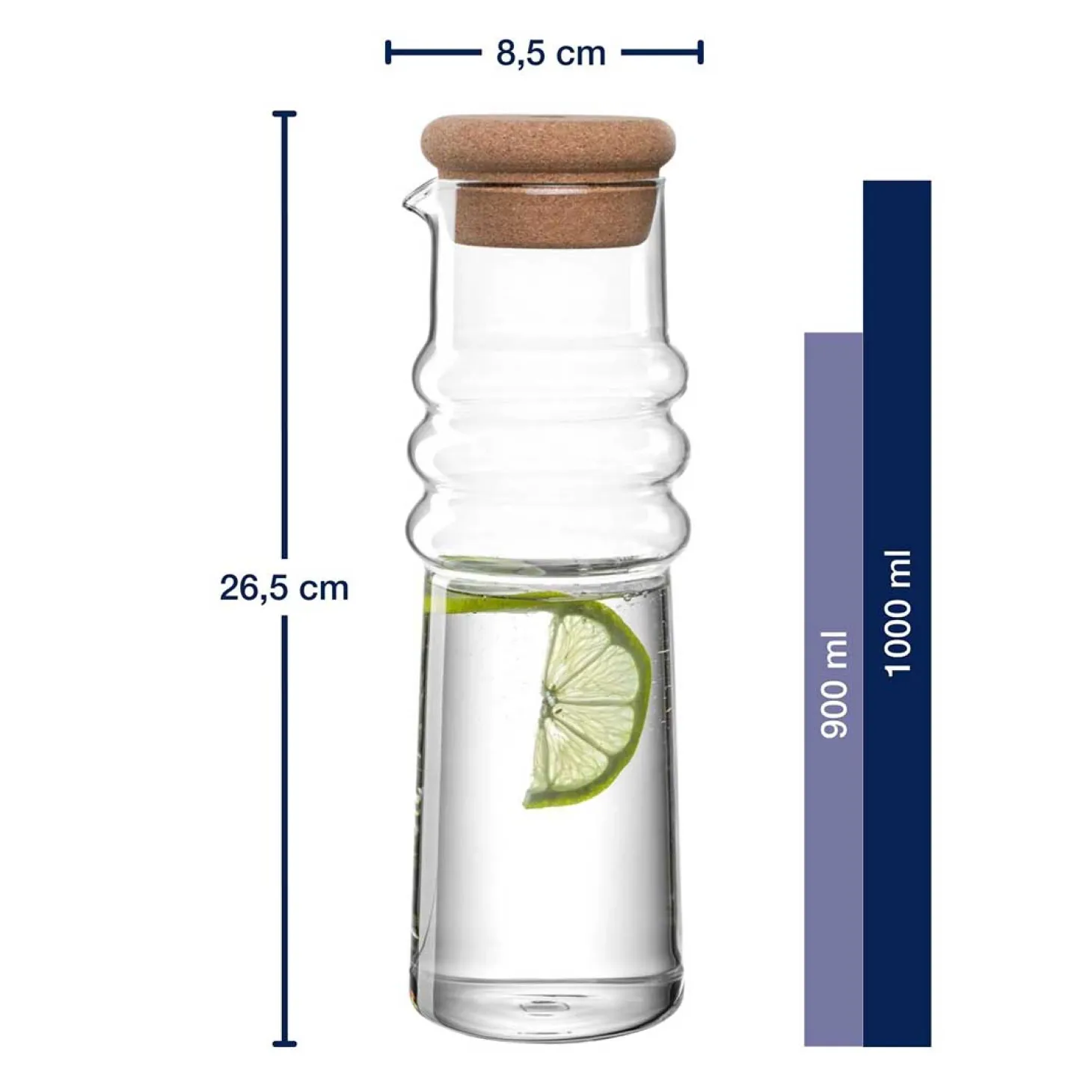 Karaffe SOLE 0,9 l mit Korkstopfen