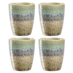 Keramikbecher MATERA 300 ml grün/anthrazit/beige 4er-Set