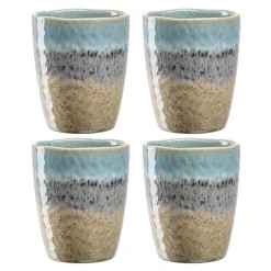 Keramikbecher MATERA 300ml blau/anthrazit/beige 4er-Set