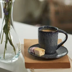 Keramikuntertasse MATERA 11 cm anthrazit 4er-Set