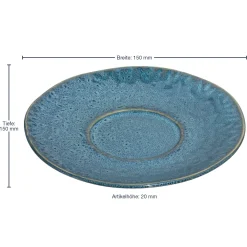Keramikuntertasse MATERA 15 cm blau 4er-Set