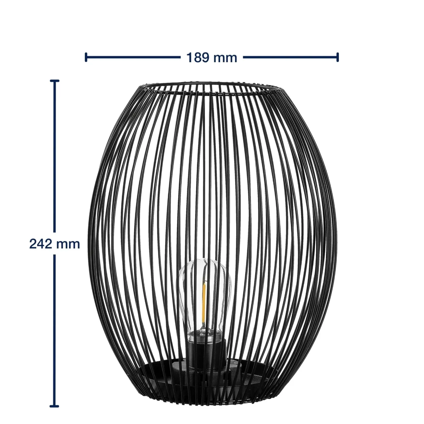 Laterne mit LED CASOLARE 24 cm schwarz