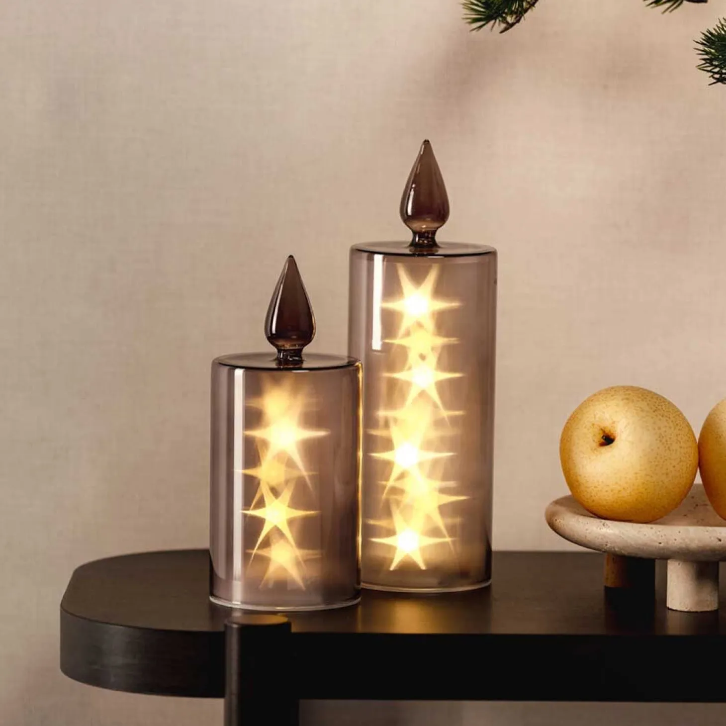 LED Kerze CAPANNA 27 cm grau