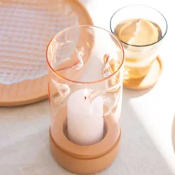 Tischlicht auf Sockel SOLE 19 cm apricot
