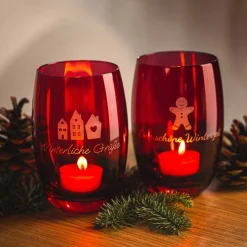 Tischlicht CHEERS 12,5 cm rot mit persönlicher Gravur