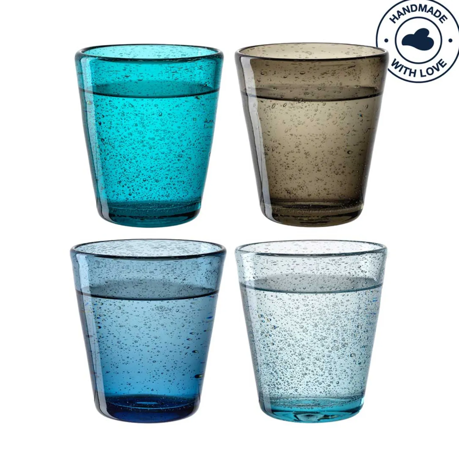 Trinkglas BURANO 330 ml kalte Farben 4er-Set