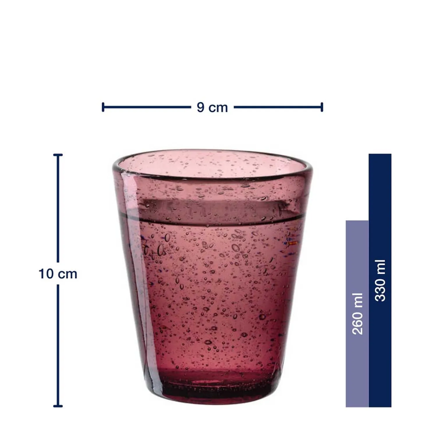Trinkglas BURANO 330 ml warme Farben 4er-Set