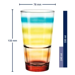 Trinkglas EVENT 330 ml bunt gestreift 6er-Set