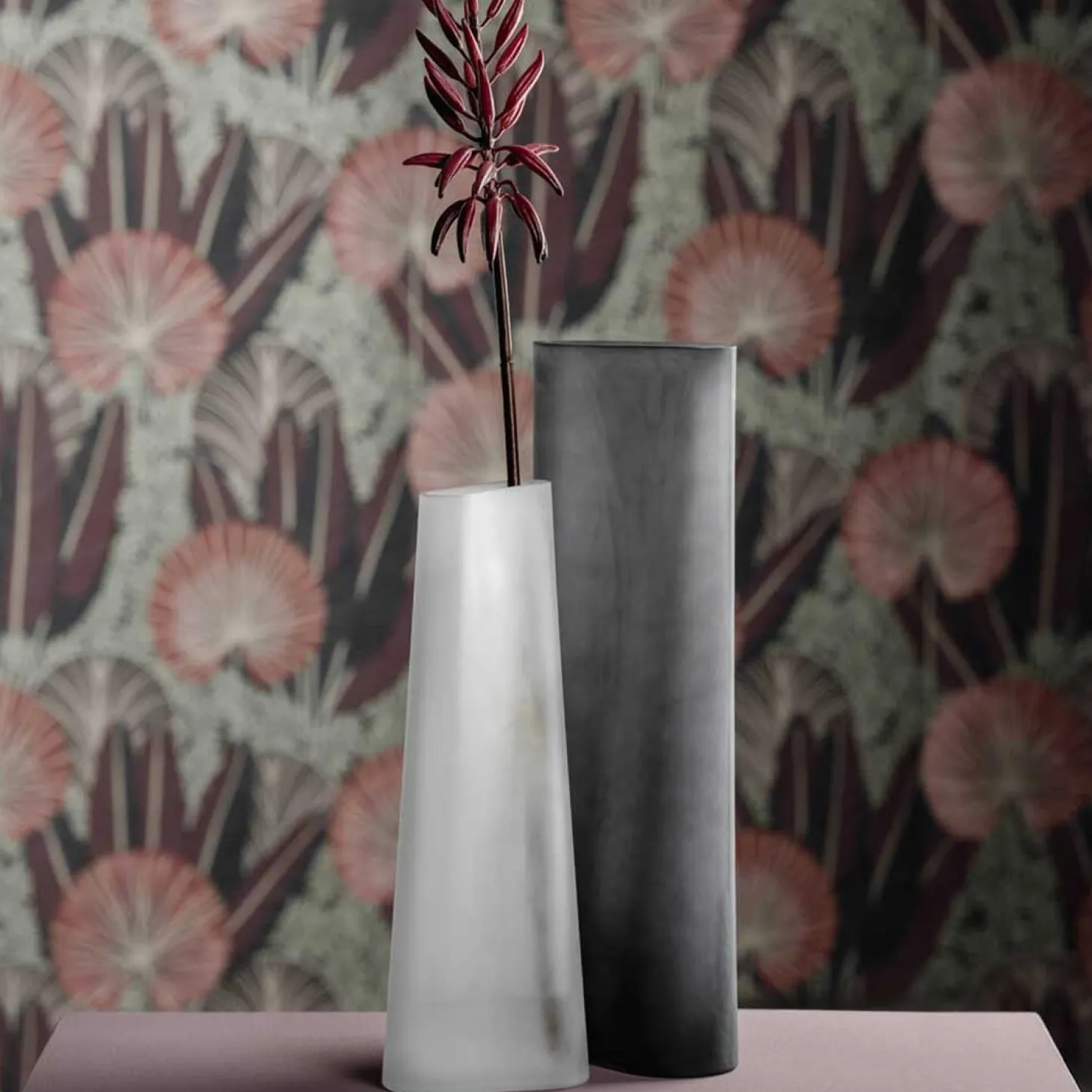Vase TURNO 42 cm grau satiniert