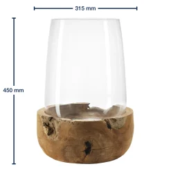 Windlicht TERRA 45 cm mit Teaksockel